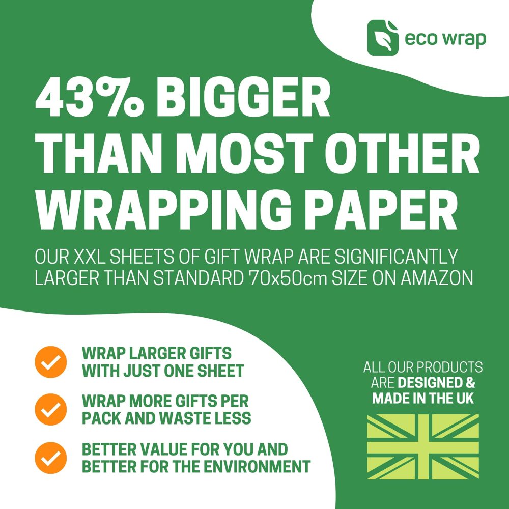 4 x Neon Birthday Wrapping Paper - HUGE 84cm x 60cm Eco Friendly Premium Recyclable Gift Wrap for Men, Women, Boys or Girls (4 Sheets & 4 Tags) - Image 2