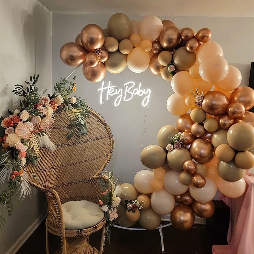 Beige Balloon Arch Kit, Nude Metallic Rose Gold Tan Latex Neutral Balloon Garland Kit, Apricot Cream Ivory White Sand Boho Balloon for Girls Women Birthday Baby Bridal Shower Wedding Party Decorations - Image 8