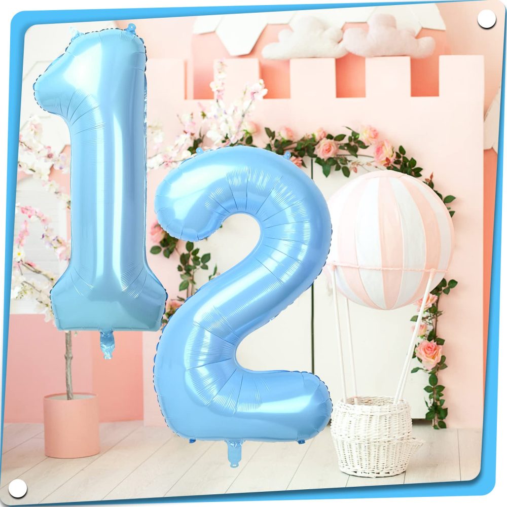 40" Baby Blue Number 1 Balloon for Birthday Party Decorations, Large Self Inflating Helium Foil Number Balloons 0-9 for Age Balloons/Anniversary/Celebration Balloons Decorations (Baby Blue#1) - Image 3