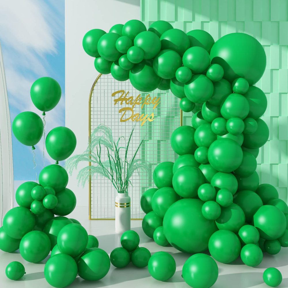 Biapian Dark Green Balloons, 104PCS Balloon Garland Arch Kit With 18/12/10/5 Inch Matte Latex Party Balloons Different Sizes, for Birthday Baby Shower Jungle Forest Decorations, Medium