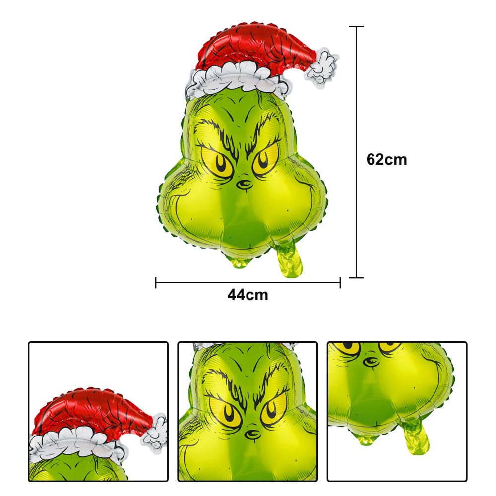 RmKbe 4pcs Grinch Balloons Merry Christmas Balloons Grinch Design Foil Balloon for Christmas Party Decorations - Image 5