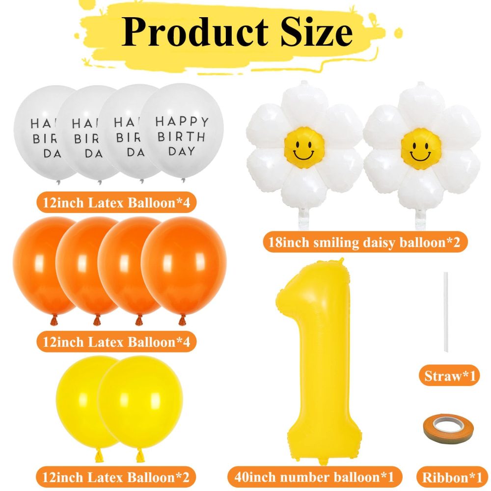 1st Birthday Balloon Set, VUCDXOP 13pcs Yellow Birthday Balloons Set of Large Foil Number 1 Balloon, Foil Balloon, Latex Balloons, 1st Birthday Decorations for Girls Party Anniversary Supplies - Image 3