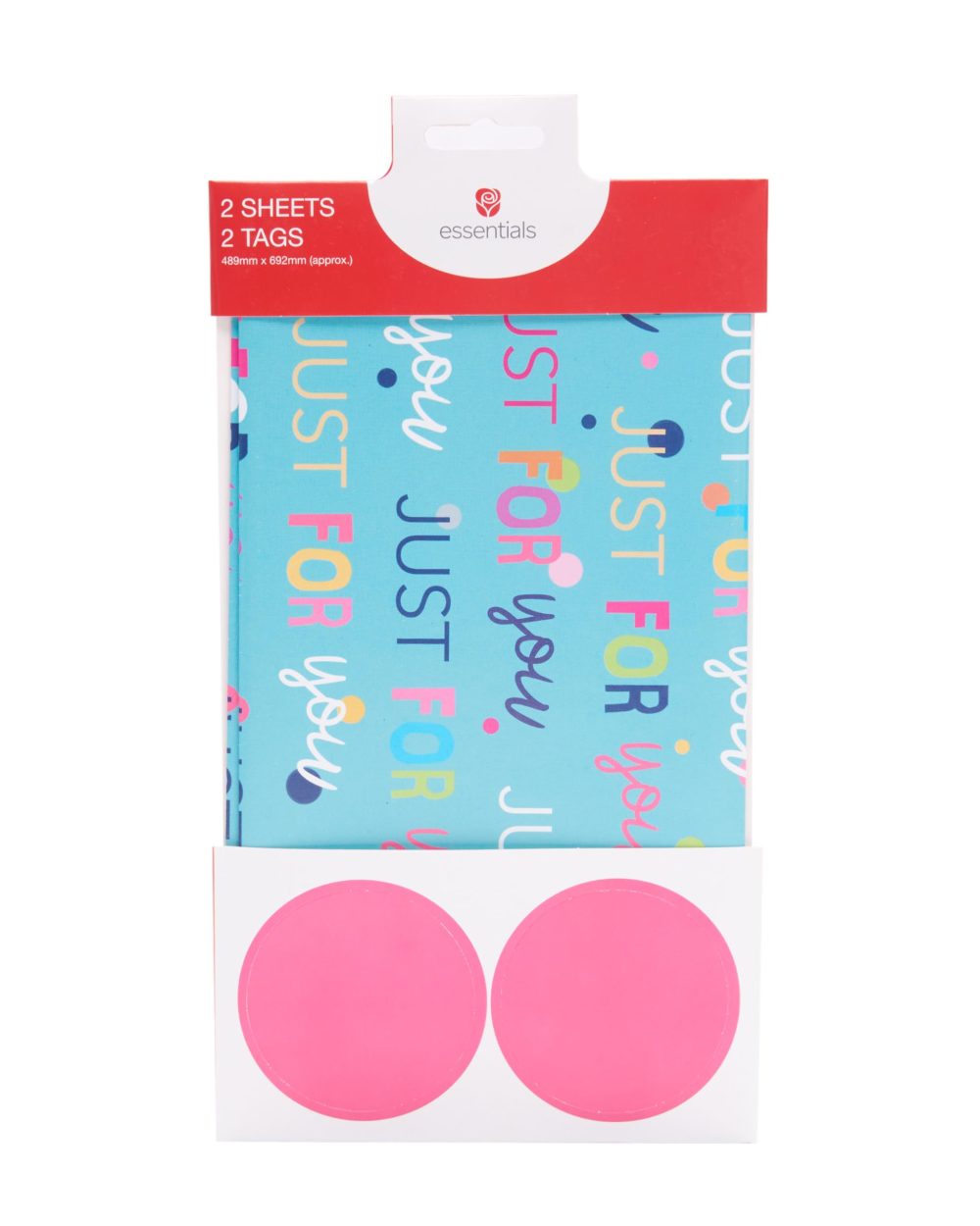 Just For You Themed Gift Wrap Pack Contains 2 Sheets & Tags Wrapping Paper - Image 4