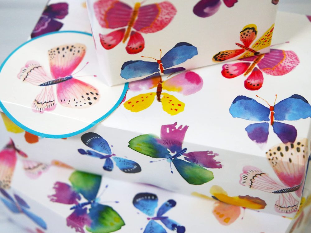 Wrapping Paper 12366A"Butterflies" Gift Wrap Pack with 2 Sheets & 2 Tags, Plastic Free & Fully Recyclable, Multicoloured - Image 6