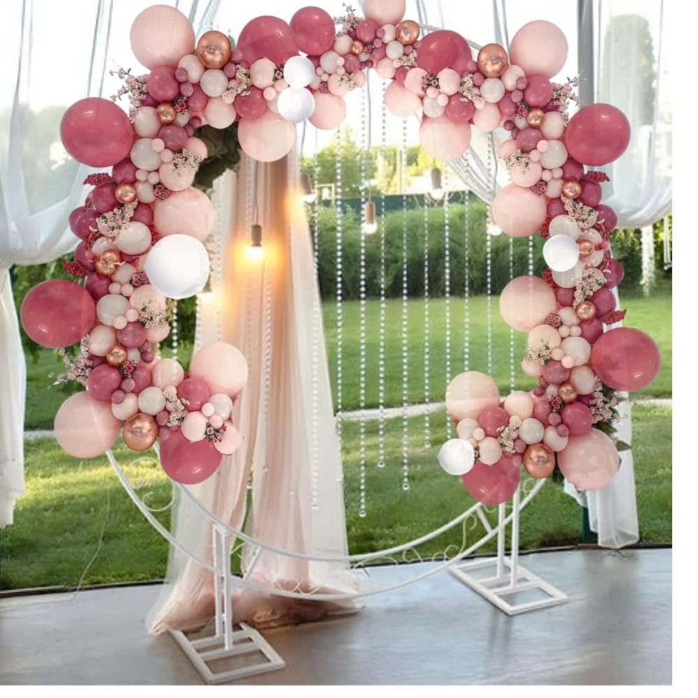 AL-Mustarziq Pink Balloons Arch Kit With Balloon Pump - 147pc Balloon Garland With Rose Gold-Pink Balloons of Different Sizes, Birthday Banner, Arch Tape & Glue Dots For Girls Womens Birthday - Image 5