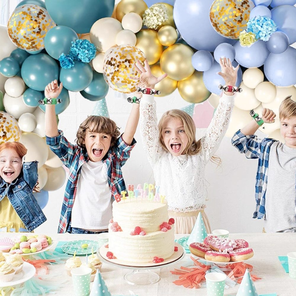 Dusty Blue Balloon Arch Kit, 138pcs Fog Blue Beige White Gold Balloons Garland, Baby Pastel Blue Sand White Latex Balloons for Baby Shower Birthday Wedding Graduation Party Decorations - Image 5