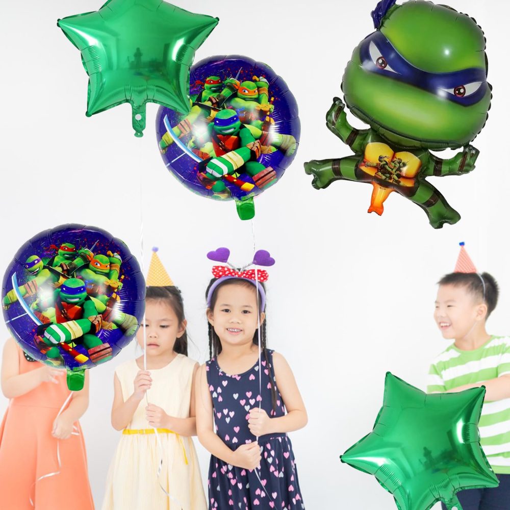 FAMILIO 5pcs Teenage Mutant Balloon Cartoon Foil Balloon Classic Japanese anime Theme Party Supplies Party Decoration Balloon decoration Birthday Party Decoration Set for kids - Image 5