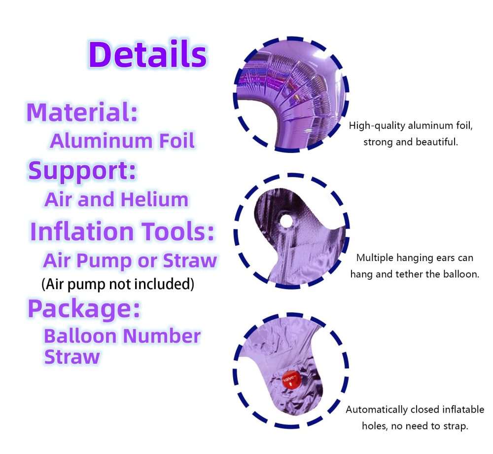 40Inch Number 1 Balloon Purple Helium 1 Balloon Number Self-Sealing for Birthday Party Decorations and Anniversary Party Décor(Purple1) - Image 6