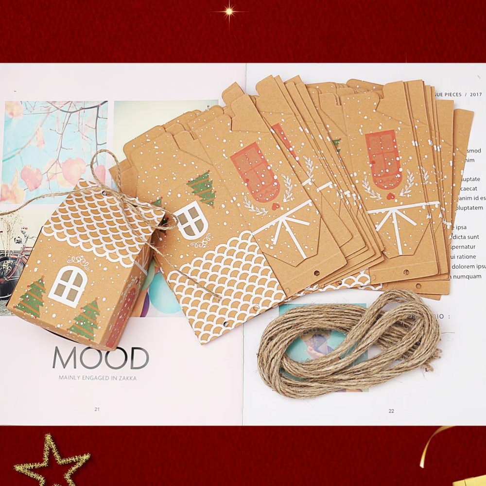 20 Pcs Christmas Tree Party Gift Boxes, Kraft Paper Candy Bags Gift Packaging Decor for Kids Girls Boys Birthday Christmas - Image 4