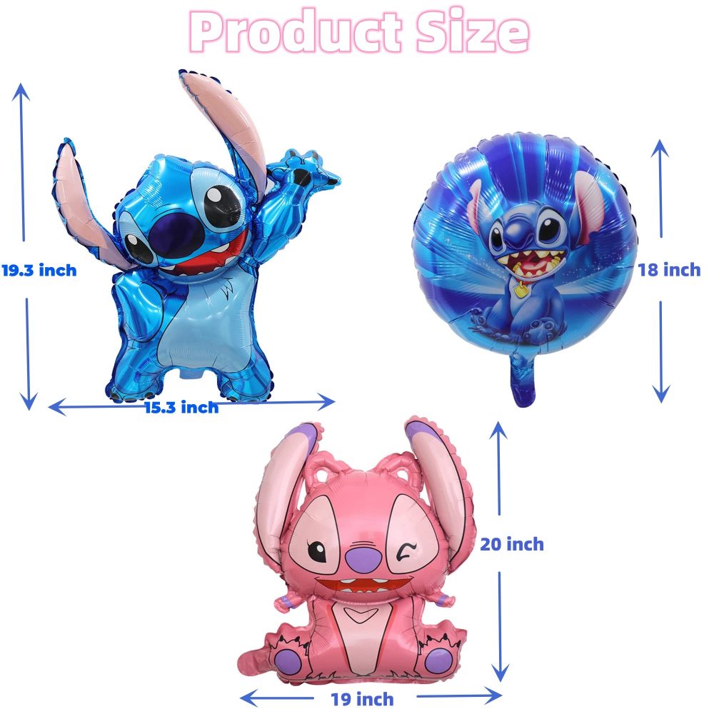 CAMEKIAY 6 PCS Stitch Birthday Party Balloons, Stitch Party Decorations, Stitch Cartoon Foil Balloons for Kids Boys Girls Birthday and Baby Shower Parties, Stitch Party Supplies - Image 5