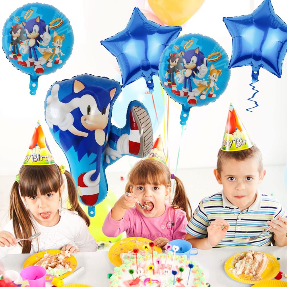 simyron 5 PCS Sonics Party Balloons Sonics Balloons Sonics Party Supplies The Hedgehog Shaped Character Foil Balloon for Kids Birthday Party Decor for Boys Girls - Image 5