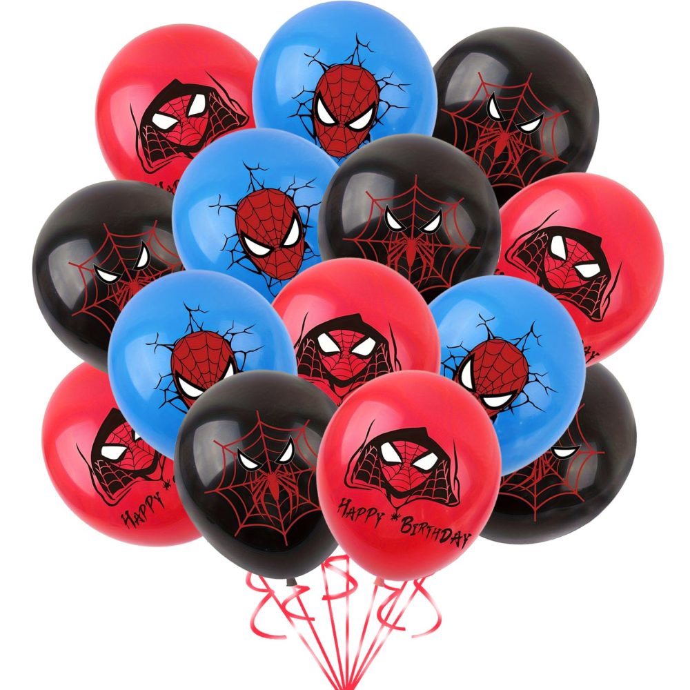 30PCS Spiderman Birthday Party Balloons Decoration, 12inch Latex Balloons Red Blue Black for Kid Boys Spider man Theme Birthday Party Supplies (Spiderman Party Balloon, 30)