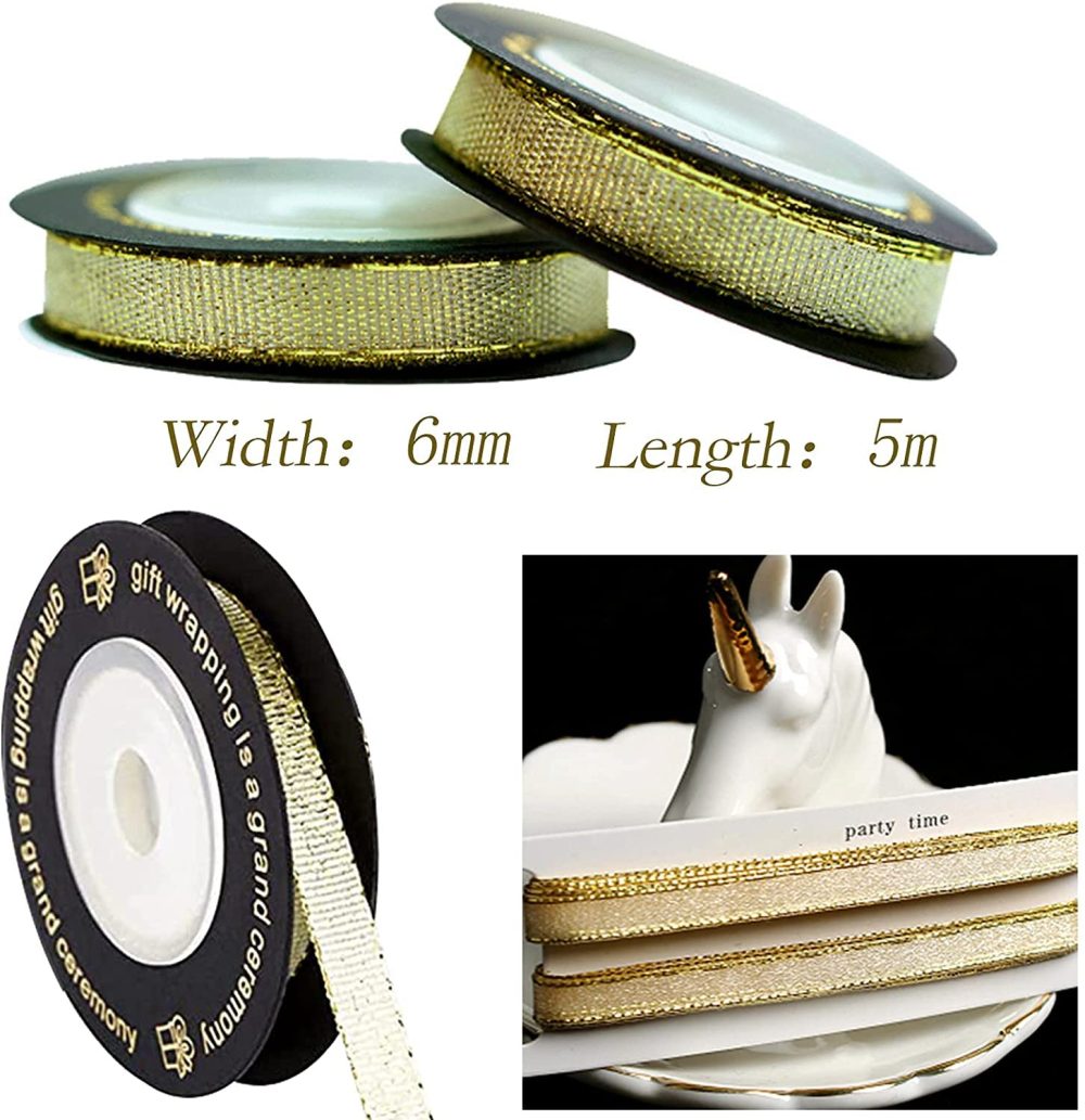 Gift Wrapping Paper Set 6 Sheets 3 Styles Happy Birthday Wrapping Paper Roll with 2 Rolls 5M Gold Silk Ribbon Black Gold Wrapping Paper Sheets 70 × 50cm - Image 7