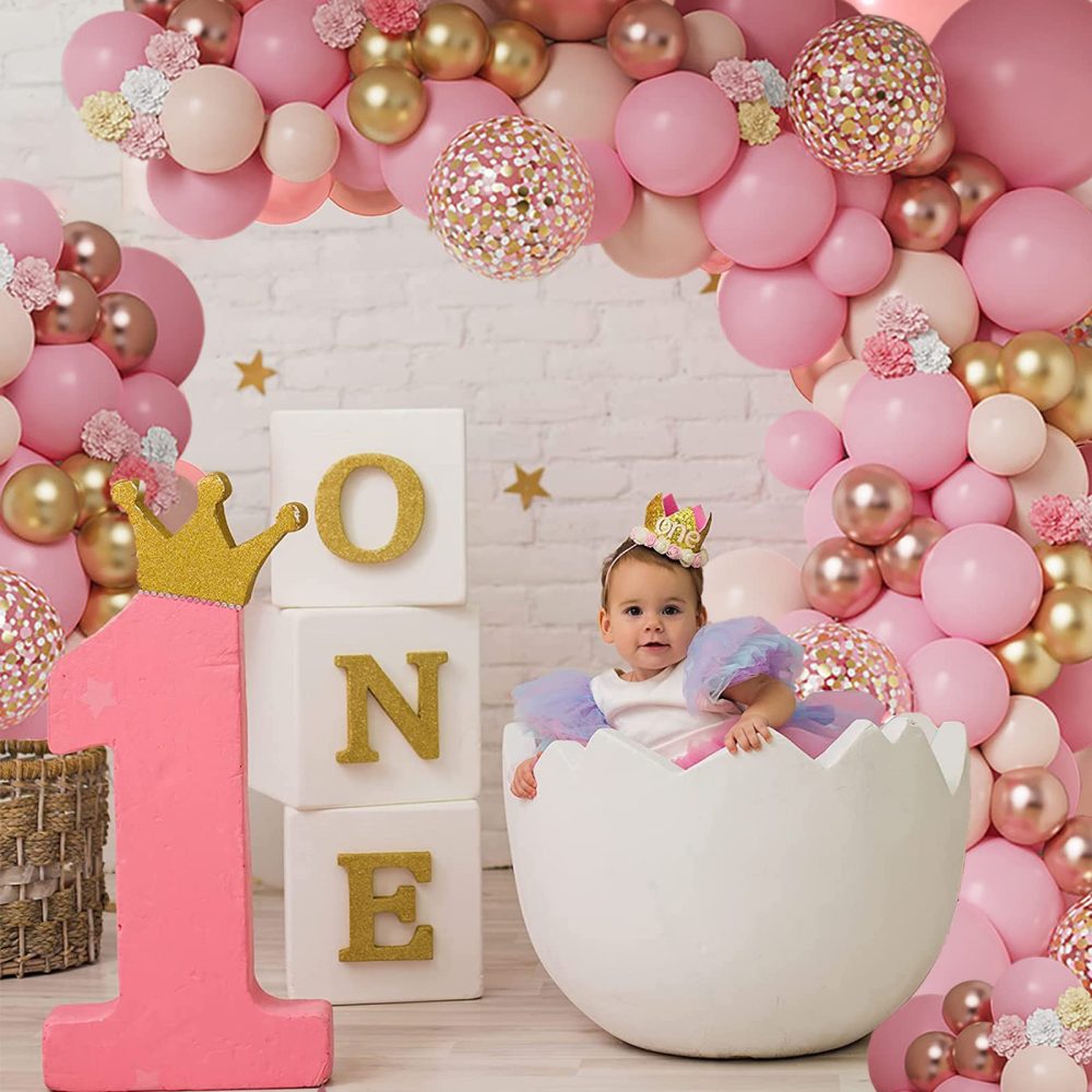 Aapxi Pink Balloon Arch Kit - 128pcs Pink Balloons Party Decorations For women - Wedding Balloons Rosegold pink cream confetti- Birthday Decorations pink - Image 9