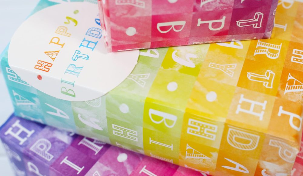 Abacus Cards Wrapping Paper 11364A"Birthday Rainbow Colour Blocks" Gift Wrap Pack with 2 Sheets & 2 Tags, Plastic Free & Fully Recyclable, Multicoloured - Image 2