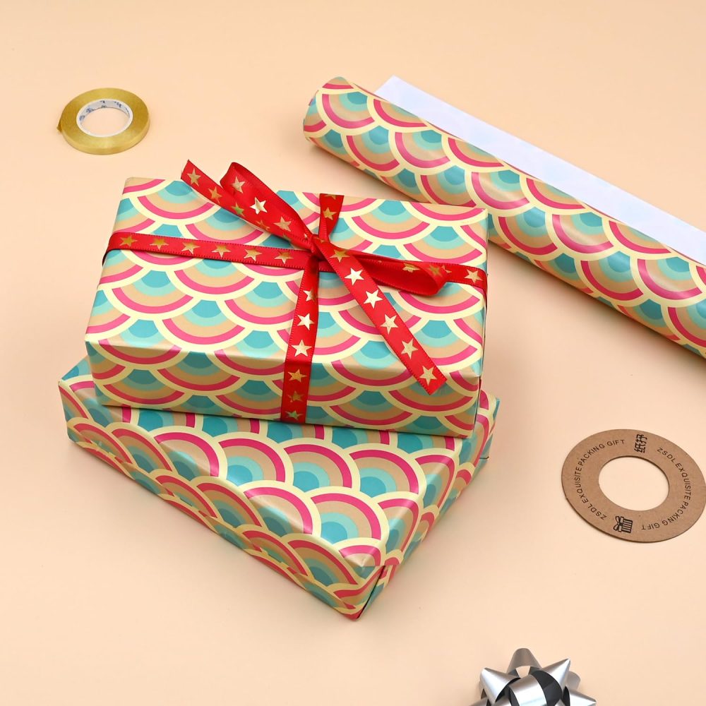 10m×43cm Roll of Geometric Semicircle Colorful 80g Wrapping Paper ADQUATOR, 100% Recyclable ECO Gift Forboys and girls Birthday Present Party Supplies Decorations (semicircle) - Image 4