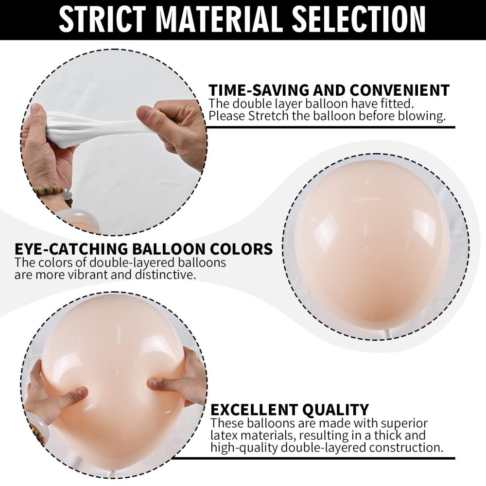 Double Stuffed Blush Balloons 18 12 10 5inch Cream Blush Pink Balloon Arch Garland Kit Different Sizes Pastel Peach Nude Helium Latex Balloons for Boho Birthday Wedding Bridal Shower Party Decorations - Image 4
