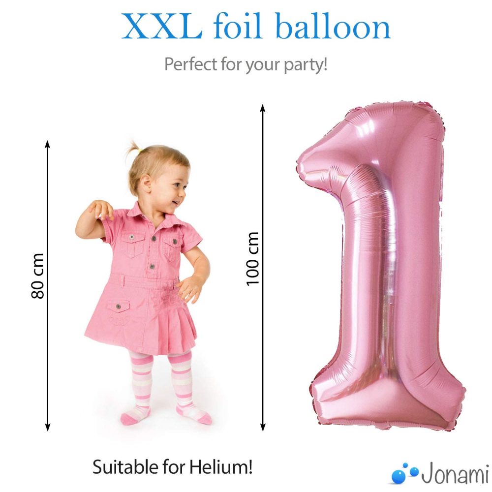 Balloon 1st Birthday Number 1 Pink XXL Giant Foil Balloon 40” Birthday Decoration for Girl. Flies with Helium - Image 7