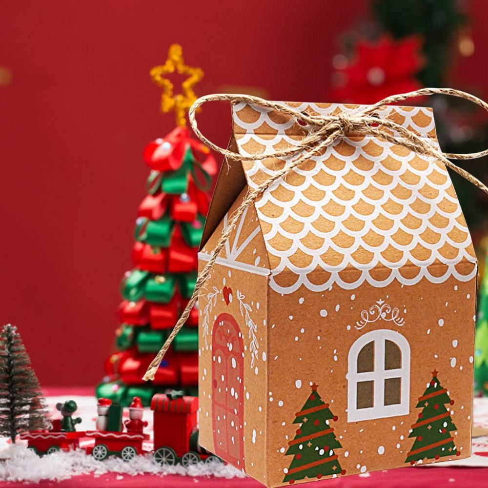 20 Pcs Christmas Tree Party Gift Boxes, Kraft Paper Candy Bags Gift Packaging Decor for Kids Girls Boys Birthday Christmas - Image 3