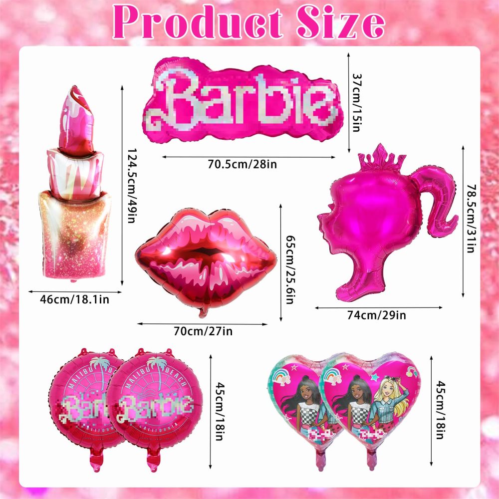 8PCS Barb Balloons, Hot Pink Foil Balloon, Pink Helium Balloons Foil Balloon for Kids Girl Birthday Party Theme Party Decorations - Image 7
