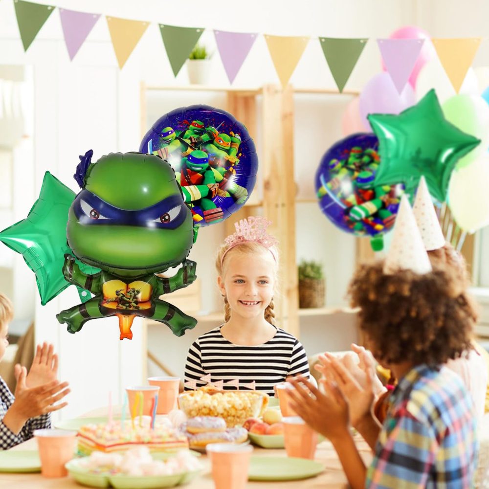 FAMILIO 5pcs Teenage Mutant Balloon Cartoon Foil Balloon Classic Japanese anime Theme Party Supplies Party Decoration Balloon decoration Birthday Party Decoration Set for kids - Image 2