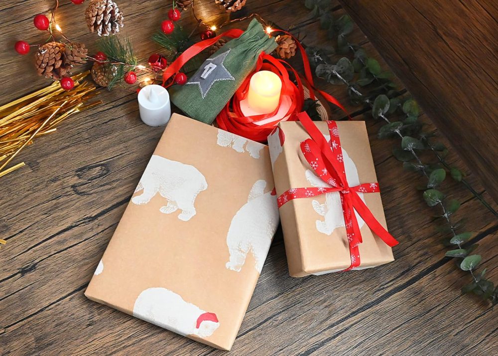 15m Roll of polar bear Kraft Wrapping Paper Roll,Colorful Gift 100% Recyclable ECO For Present Party Christmas DIY Birthday Decorations - Image 4