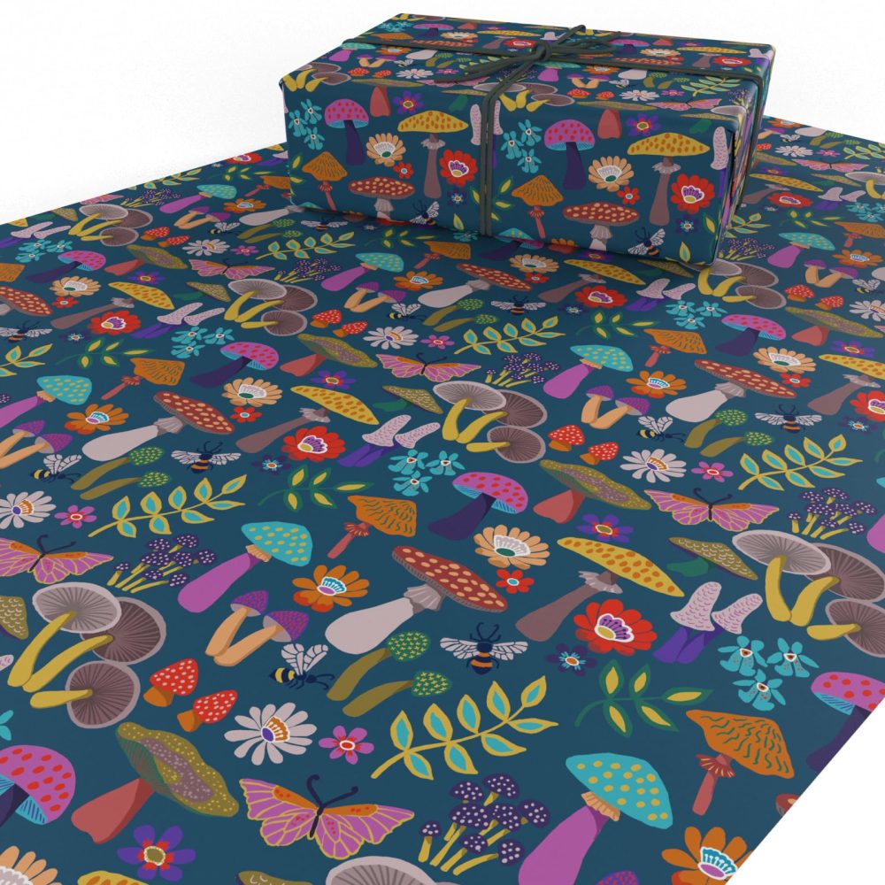 Luxury ECO Gift Wrap - 6 sheets/tags - Purple Magical Mushrooms - Birthday - Recycled & Recyclable Wrapping Paper - Re-wrapped - Image 6