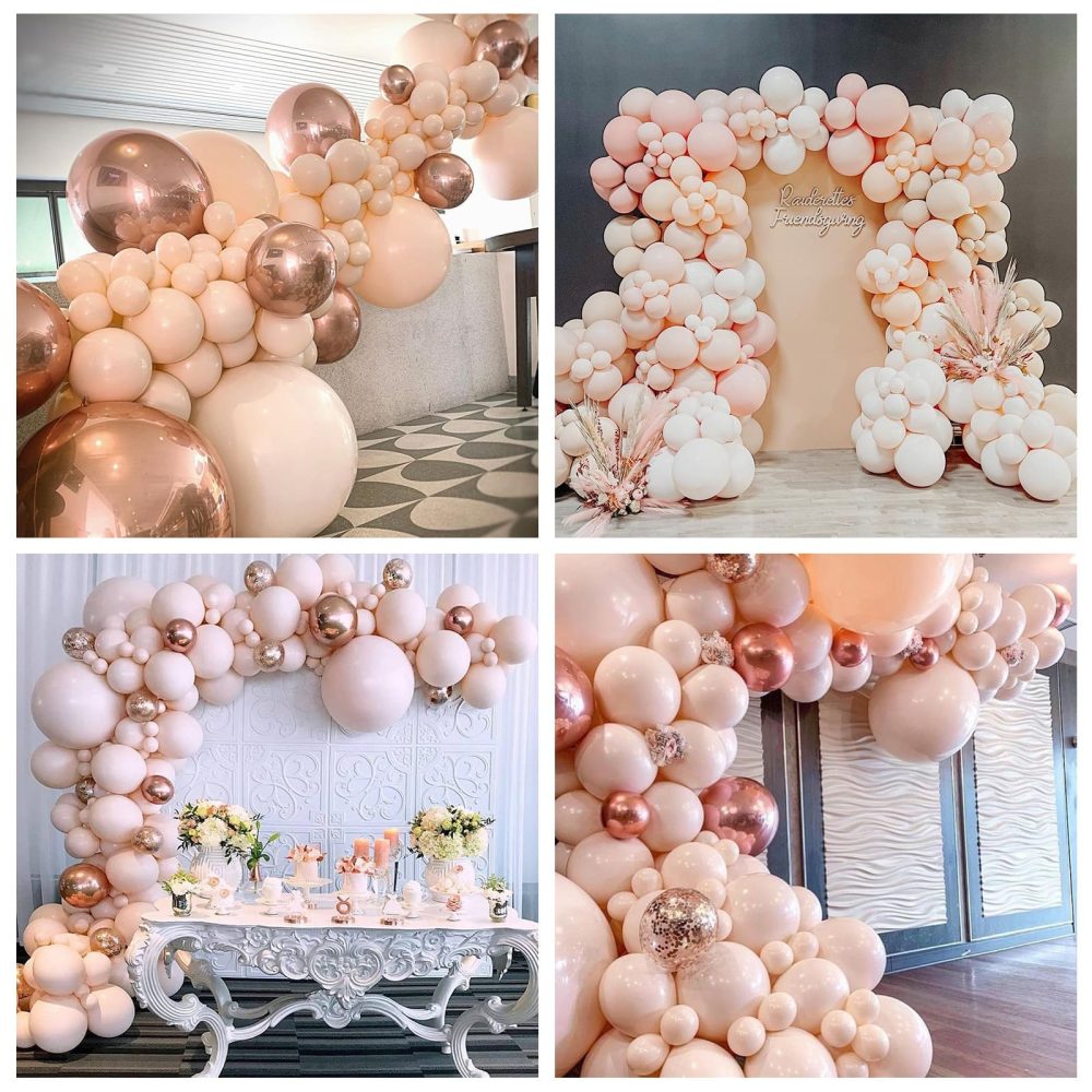 Double Stuffed Blush Balloons 18 12 10 5inch Cream Blush Pink Balloon Arch Garland Kit Different Sizes Pastel Peach Nude Helium Latex Balloons for Boho Birthday Wedding Bridal Shower Party Decorations - Image 5