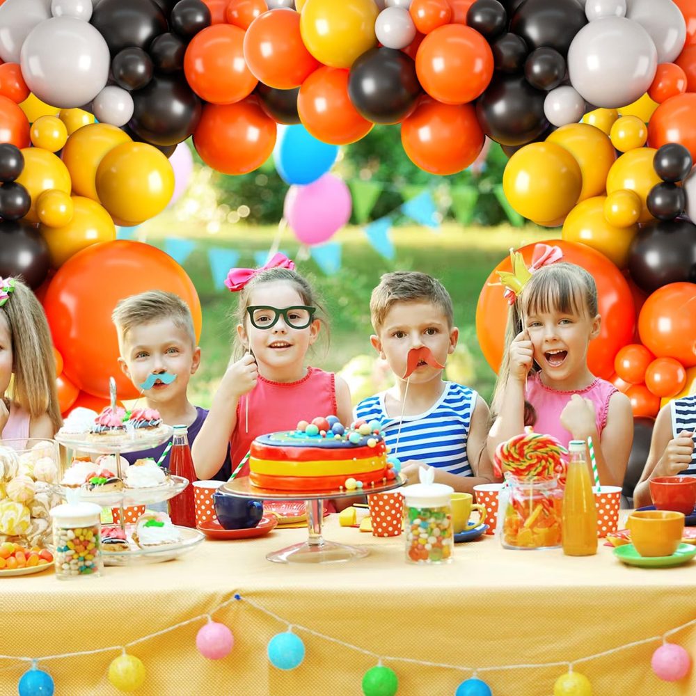 Black Yellow Orange Grey Garland Arch Kit,BTZO Construction Balloons,Black Orange Yellow Balloons Arch for Birthday Baby Shower Construction Truck Them Party Boys Party Supplies - Image 4