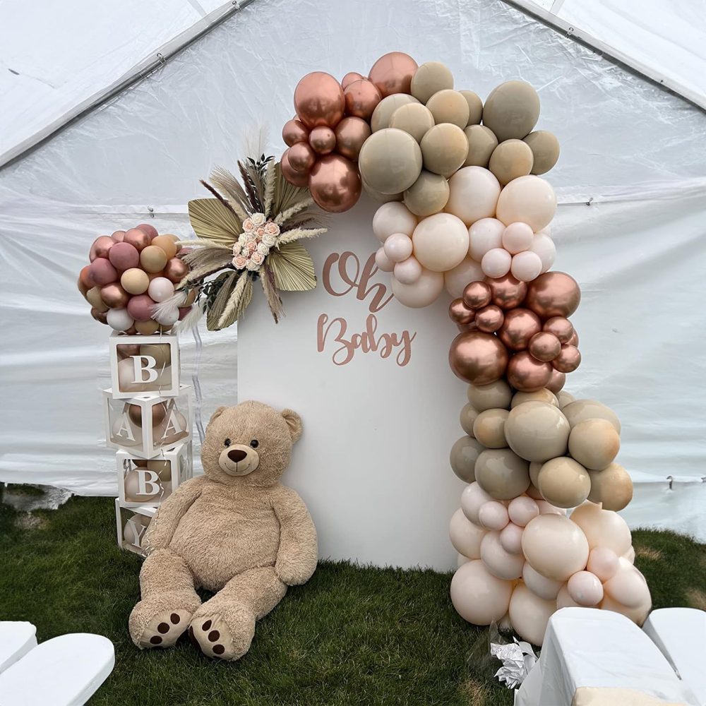 Beige Balloon Arch Kit, Nude Metallic Rose Gold Tan Latex Neutral Balloon Garland Kit, Apricot Cream Ivory White Sand Boho Balloon for Girls Women Birthday Baby Bridal Shower Wedding Party Decorations - Image 5