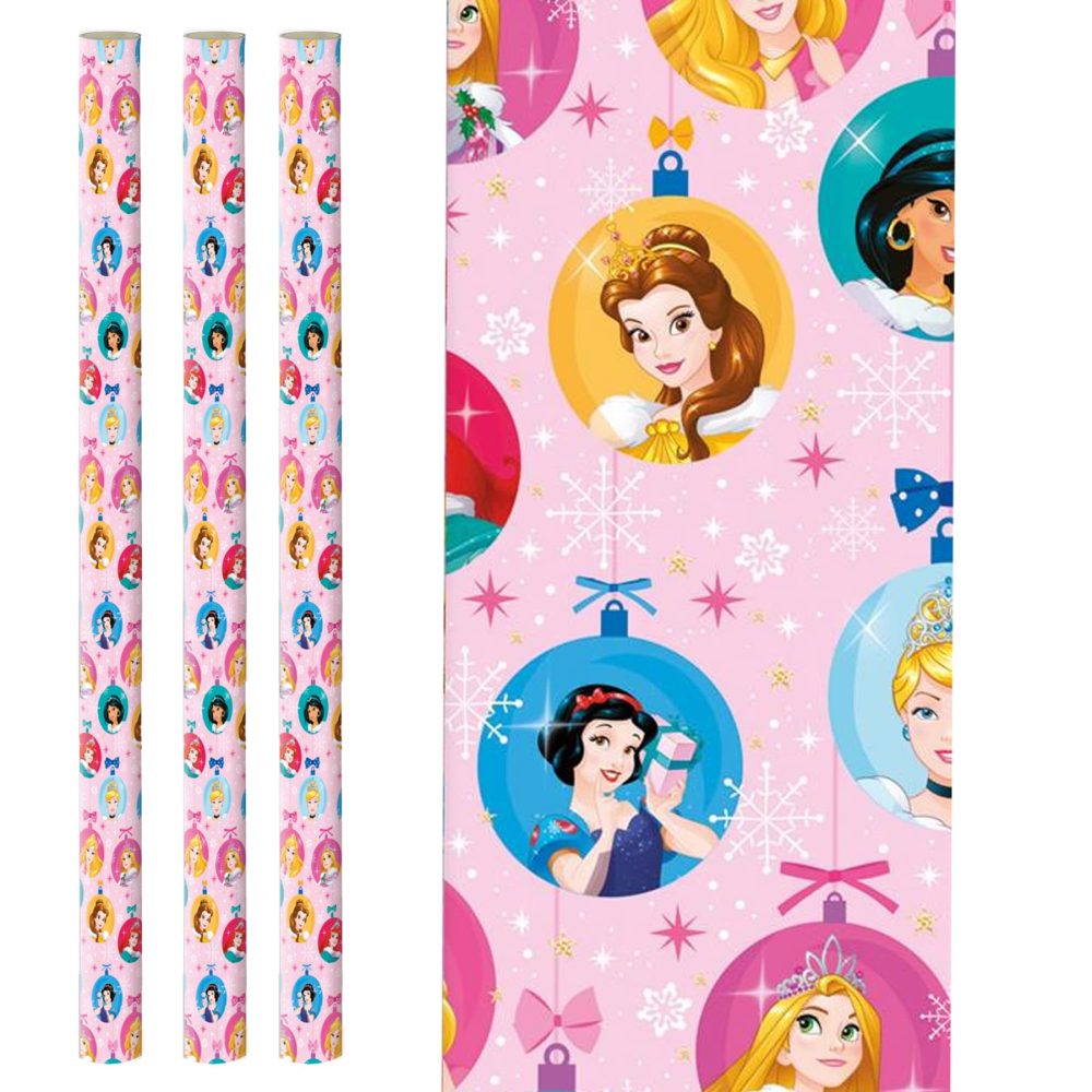 Christmas Wrapping Paper 3 x 2M Rolls Gift Wrap - Disney Princess 3583