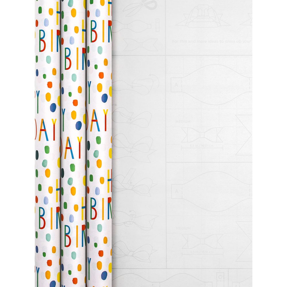 Hallmark Birthday Wrapping Paper Bundle - 3 Rolls in 1 Patterned Design, Birthday Roll Wrap Bundle - Image 2