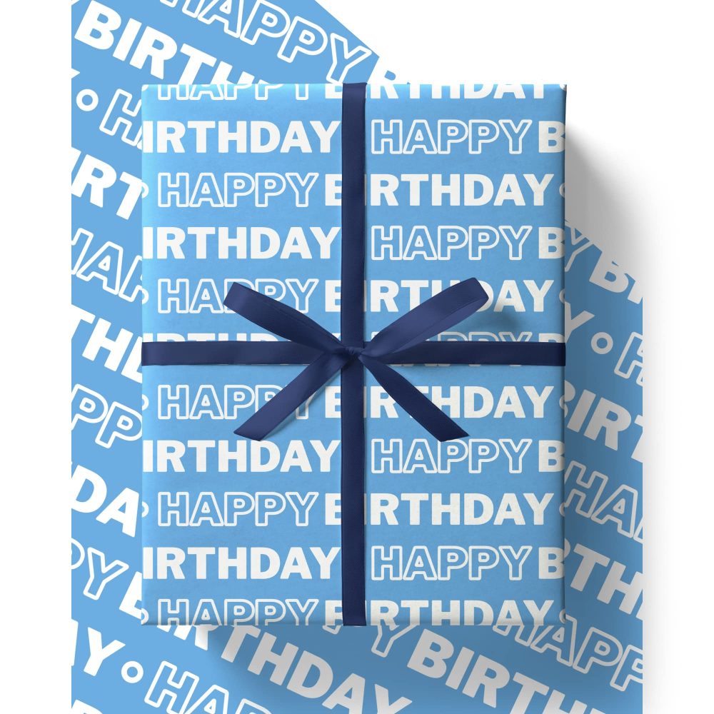 4 x Sky Blue Wrapping Paper - HUGE 84cm x 60cm Eco Friendly Recyclable Premium Manchester City Coventry Birthday Gift Wrap (4 Sheets & 4 Tags)
