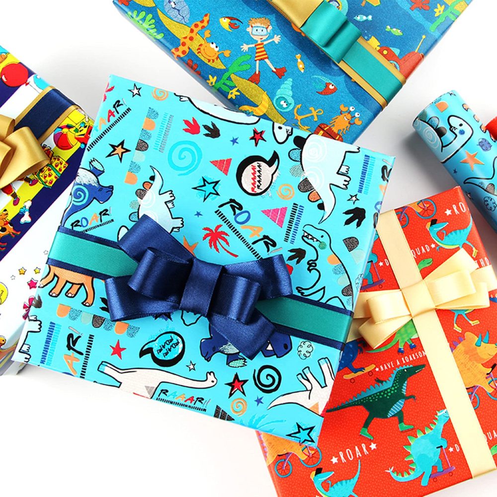 Kids Birthday Wrapping Paper for Boys Dinosaur Wrapping Paper Sheets-Animals Gift Wrapping Paper Birthday Gift Wrap for Boys,Girls,Childrens,Baby Boys Wrapping Paper-Eco Happy Birthday Gift Wrap Paper - Image 5