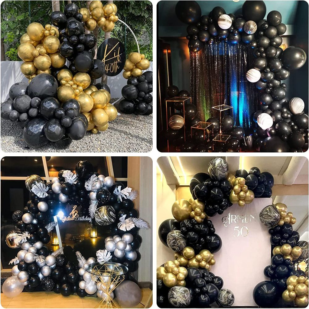 Black Balloons, 130PCS Black Balloon Arch Kit, 18 12 10 5 Inch Black Latex Balloon Garland, Matte Black Balloons for Birthday Graduation Wedding Holiday Party Decorations - Image 2