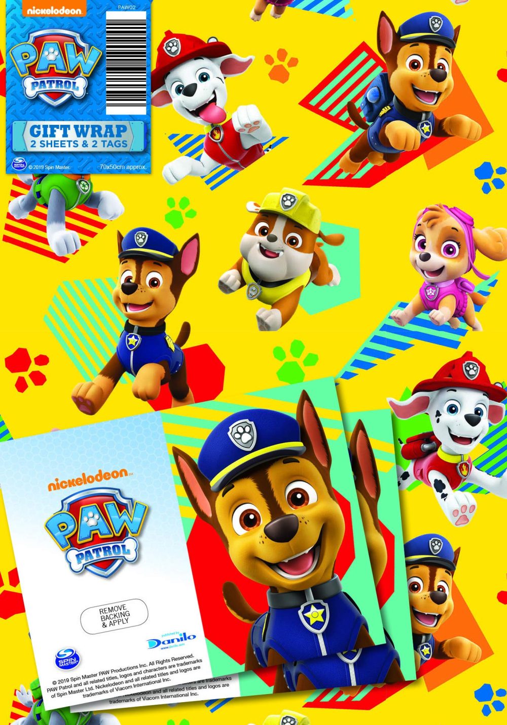 Paw Patrol Official Gift Wrap, 2 Sheets 2 Tags, Gift Wrap for Presents, Climate Pledge Friendly Officially Licensed Gift Wrap