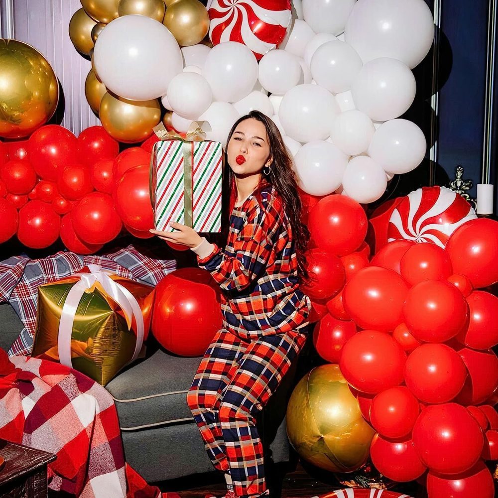 Red Balloon Arch Kit, 120pcs Red White Gold Balloon Garland, Red White Metallic Gold Confetti Latex Balloons for Birthday Wedding Valentine's Day Christmas Engagement Party Decorations - Image 5