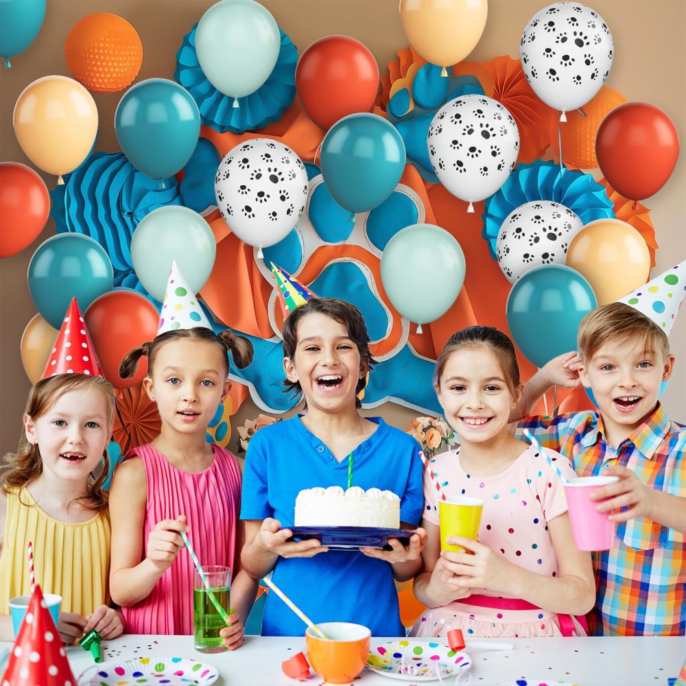 Dog Paw Balloons,12 Inch Blue and Orange Balloons 50Pcs Paw Print Balloons with Blue Orange Green Balloons for Boys and Girls Birthday Baby Shower Dog Birthday Party Decoration - Image 3