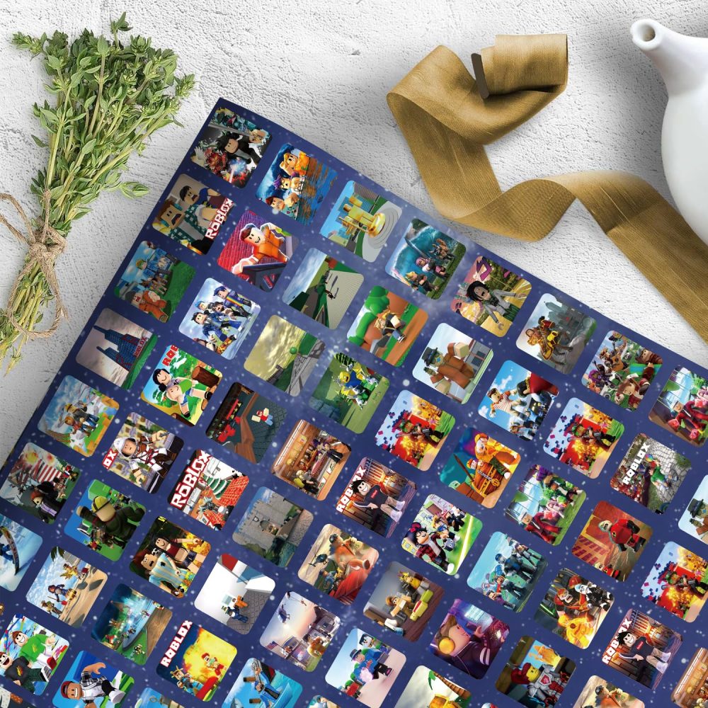 PADIEOE Pack of 5 Roblox Gift Wrapping Paper 51x75cm Kraft Paper Durable Roblox Gift Wrap Pack for Kids Birthday, Party Storage Festive Decoration (Photo Album) - Image 5
