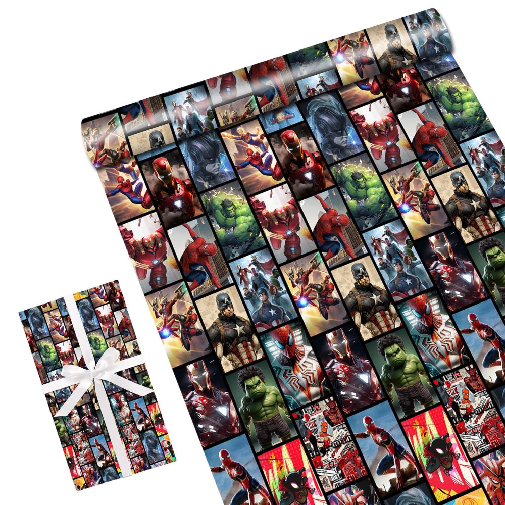 5 Sheets Hero Wrapping Paper, 70cm x 50cm Premium Theme Gift Wrapping Paper, Themed Birthday Wrapping Paper Boys Girls Designed for Birthday Gift, Theme Party Gift - Image 6