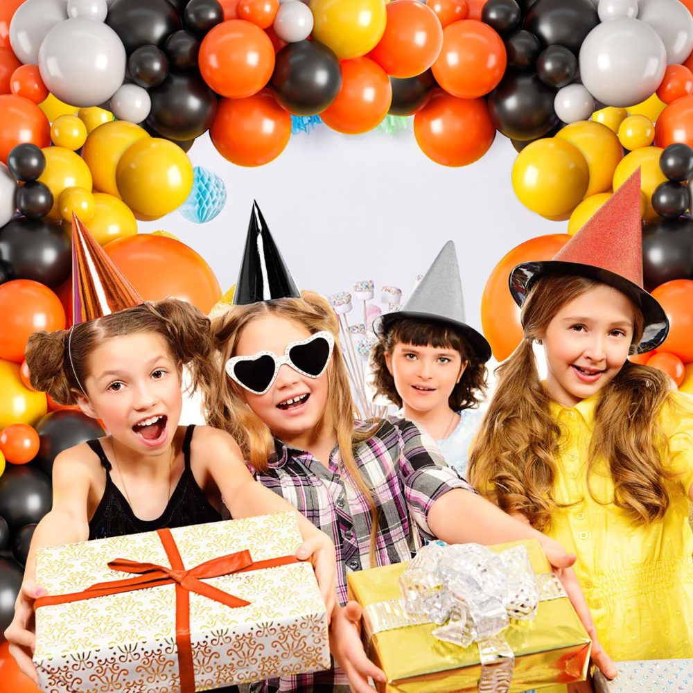 Black Yellow Orange Grey Garland Arch Kit,BTZO Construction Balloons,Black Orange Yellow Balloons Arch for Birthday Baby Shower Construction Truck Them Party Boys Party Supplies - Image 5