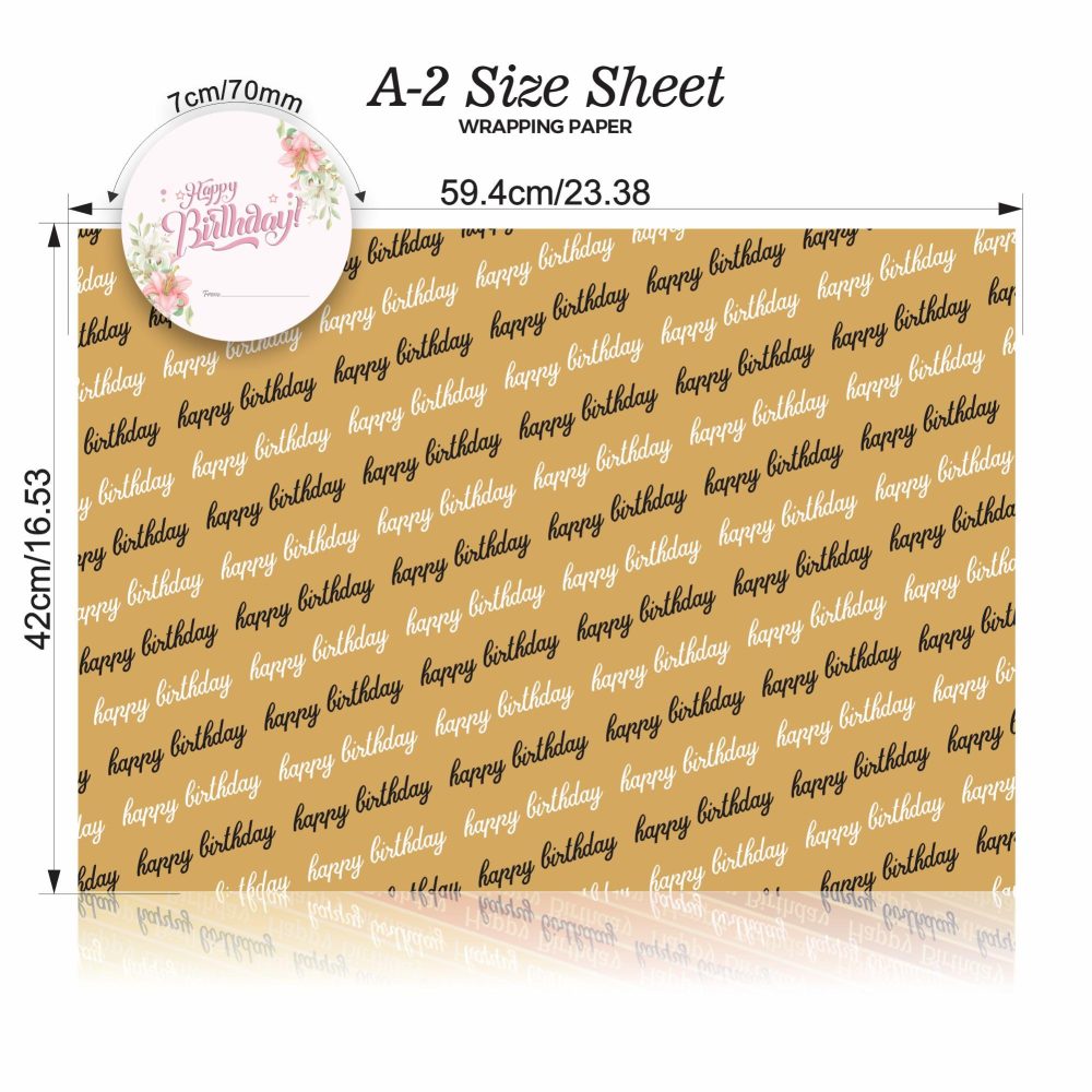 Happy Birthday Wrapping Paper Recyclable Folded Kraft Wrapping Paper Sheets Brown Packaging Paper Premium Gift Wrapper Great For Kids Adults Baby Girls Boys Women Men Birthday Party Arts & Crafts(2pc) - Image 6