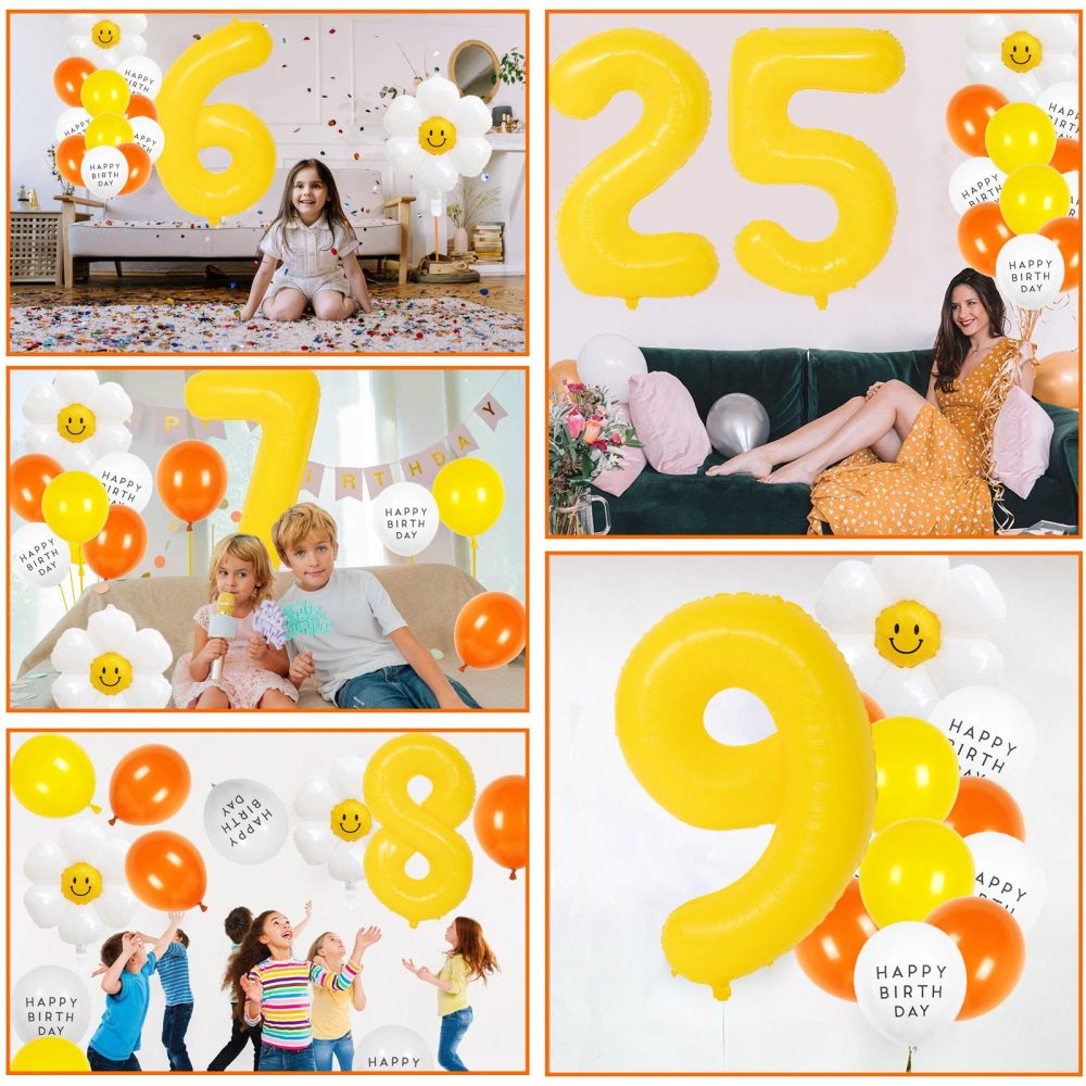 1st Birthday Balloon Set, VUCDXOP 13pcs Yellow Birthday Balloons Set of Large Foil Number 1 Balloon, Foil Balloon, Latex Balloons, 1st Birthday Decorations for Girls Party Anniversary Supplies - Image 5
