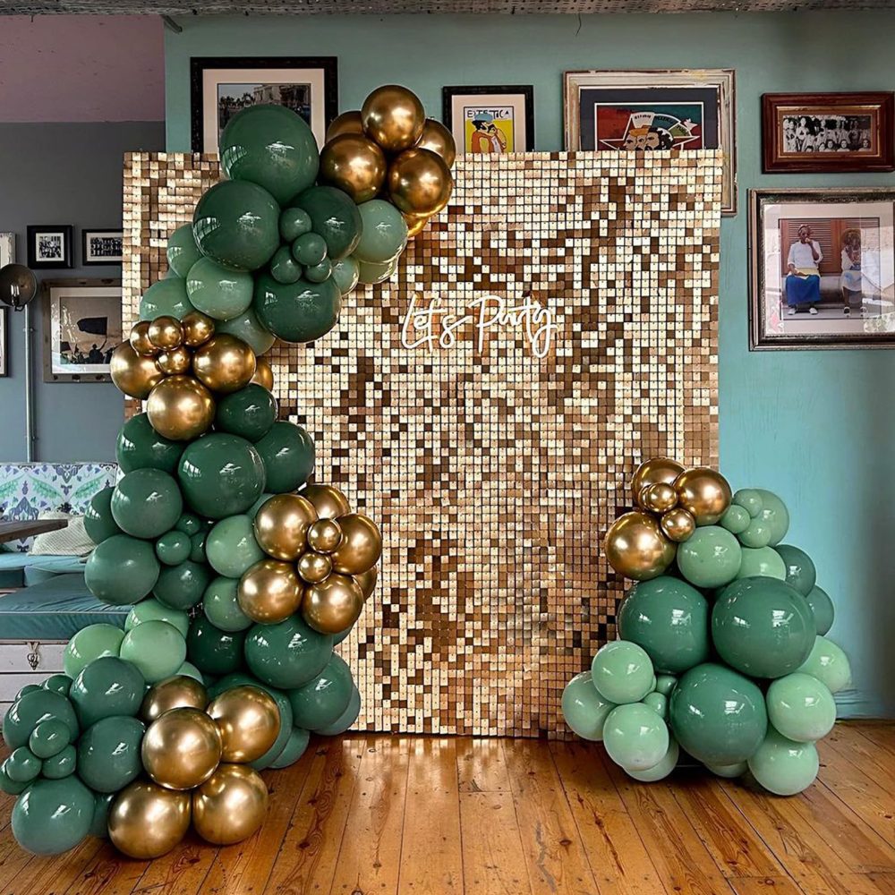 Green and Gold Balloon Arch Garland Kit, Dark Green Emerald Green Balloon Sage Green Latex Balloons with Metallic Gold Helium Balloons for Forest Jungle Birthday Wedding Graduation Party Decorations - Image 5