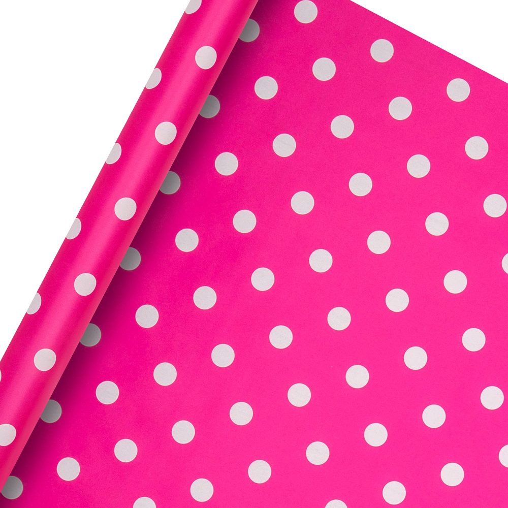Hallmark Multi Occasion Wrapping Paper Bundle - 3 Pink Rolls in 1 Polka Dot Design - Image 2