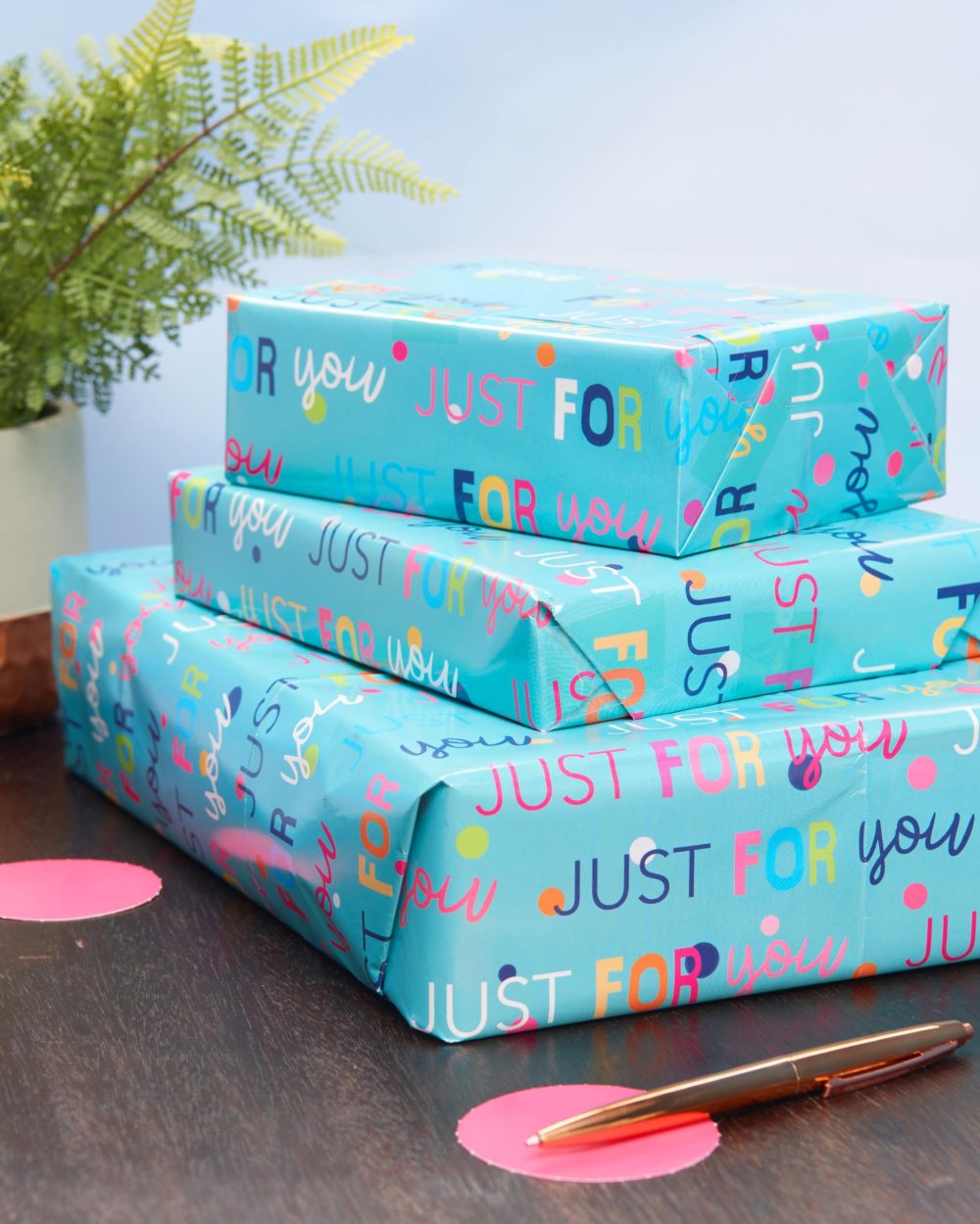 Just For You Themed Gift Wrap Pack Contains 2 Sheets & Tags Wrapping Paper - Image 2
