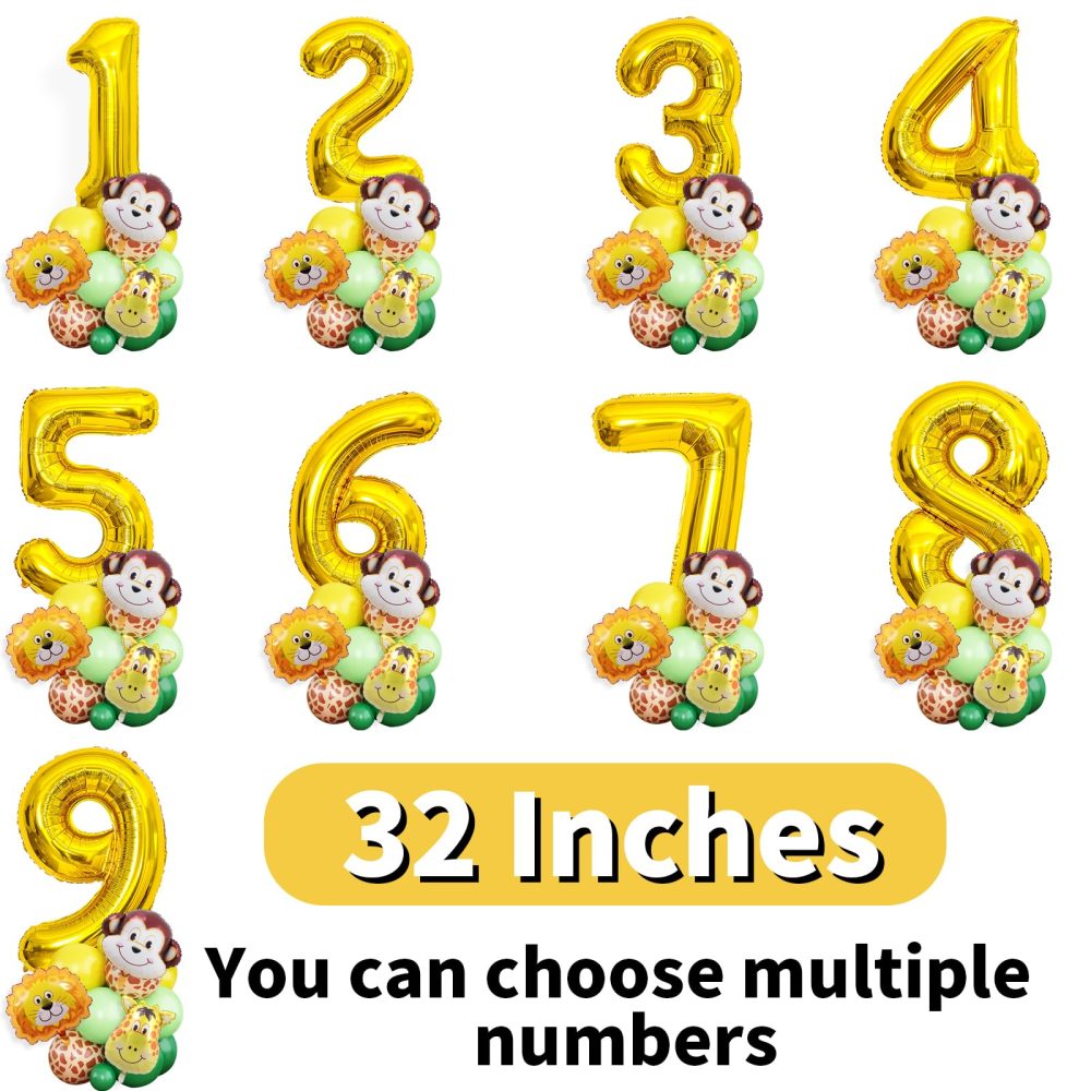Safari Jungle Balloons for 1st Birthday Boys Girls, Jungle Theme First Birthday Decoration with Gold Number Balloon 1, Animal Print Balloons for Wild One Tropical Theme Party Supplies Baby Shower - Image 2