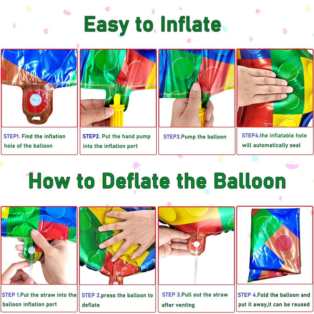 CHANGZHONG 32 Inch Building Block Number 1 Balloons 1 Years Old Balloons Large Big Helium Foil Mylar Balloon for Birthday Party Decoration Supplies - Image 2