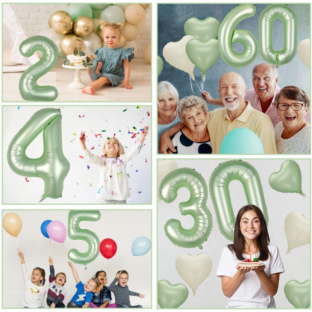 Number 1 Balloon, Sage Green 1 Number Balloons, Helium Foil 40" Balloons Number 1, 1st Birthday Balloon ，Number 1 Digital Balloons for 1st Boys Girls Birthday Anniversary Graduation Theme Party Deco - Image 5