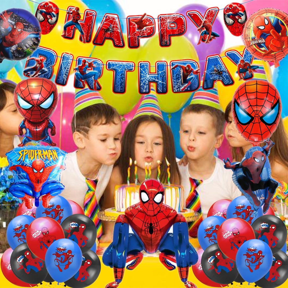 Spiderman Balloon Party Decorations - Spider Hero 5 year Happy Birthday Banner Spiderman Large Foil Balloons for Kid's Boys, girls Superhero Themem Party Decor Supplies (5th) - Image 3